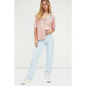 NWT FREE PEOPLE X HOUSE OF SUNNY Sz 10 PACIFIC PANTS TEXTURED SWEATER PANTS BLUE